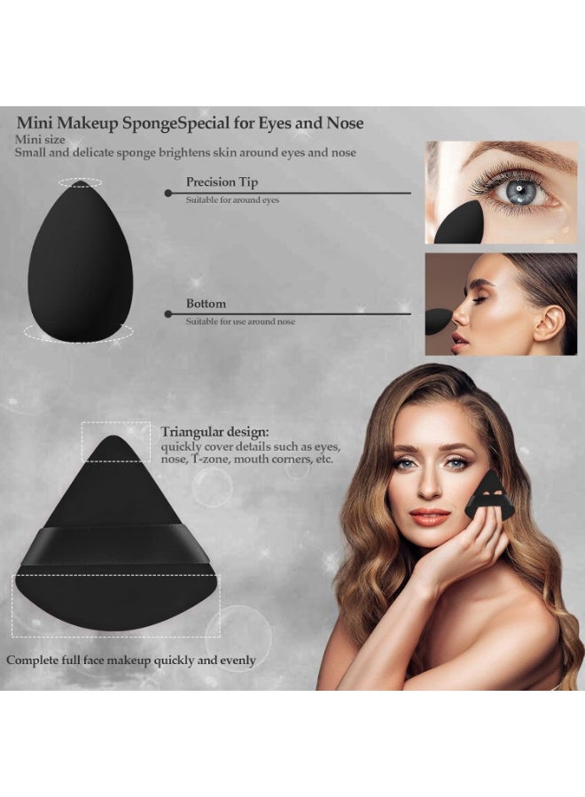 MiMi & BeiBei 15Pcs Makeup Sponge Set Black Beauty Blender Sponge for Foundation Blending with 6Pcs Triangle Powder Puff, 3Pcs Mini Makeup Sponges & 3Pcs Foundation Mini Make Up Sponge Puffs - Image 3